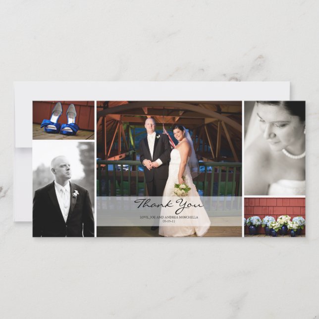 Wedding Photo Collage - Thank You Card (Front)