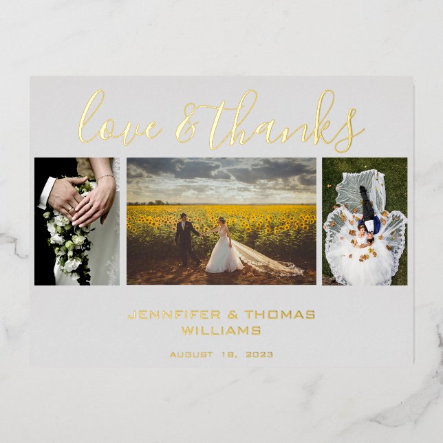  Wedding photo Collage Thank you Card (Front)