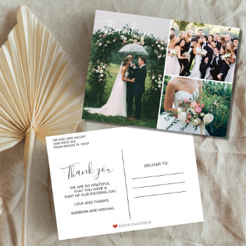 Wedding Photo Collage Thank You Postcard by stylelily at Zazzle