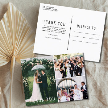 Wedding Photo Collage Thank You Postcard by stylelily at Zazzle