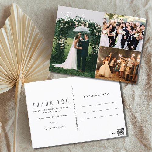 Wedding Photo Collage Thank You Postcard