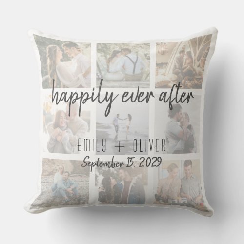 Wedding Photo Collage Throw Pillow