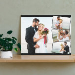 Wedding Photo Collage with Vertical ZigZag Montage Canvas Print<br><div class="desc">Create your own unique wedding photo wrapped canvas. The photo template is set up ready for you to add 4 of your favorite pictures which will automatically display as one main background photo in landscape format, with the remaining 3 photos overlaid in a zigzag montage. The design has narrow black...</div>