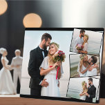 Wedding Photo Collage with Vertical ZigZag Plaque<br><div class="desc">Create your own wedding photo plaque with 4 of your favorite pictures. The photo template is set up to create a photo collage with one main background photo,  overlaid with the remaining three photos in a vertical zigzag. Your pictures are displayed in landscape format with black frames.</div>