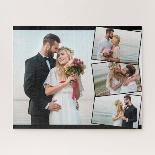 Wedding Photo Collage with ZigZag Picture Montage Jigsaw Puzzle