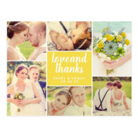 Wedding Photo Collage | Yellow Thank You Postcard