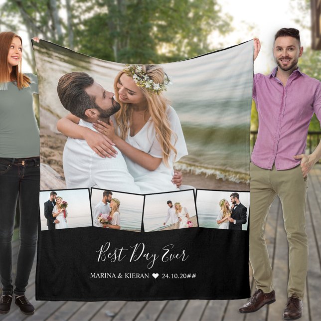 Wedding Photo Collage Zigzag Picture Strip Fleece (Creator Uploaded)