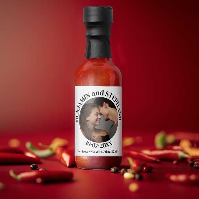 Wedding Photo Custom Name and Year Hot Sauces (Wedding Anniversary Hot Sauce Label)