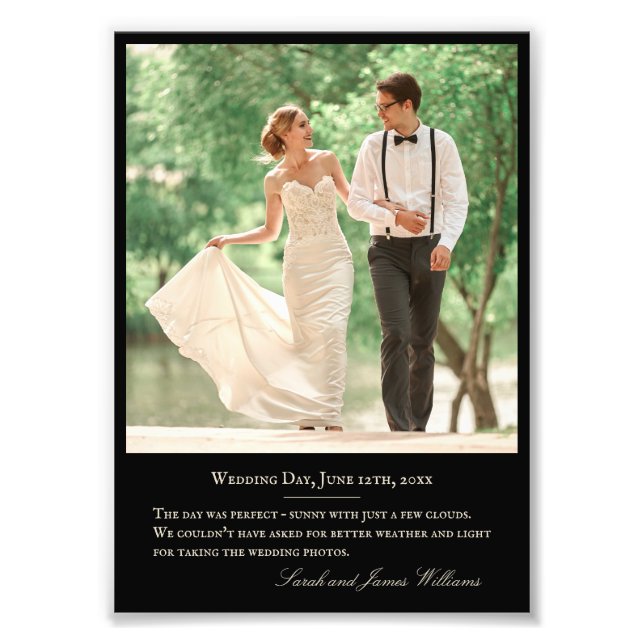 Wedding Photo Custom Quote Monogram Black 4x6 Print (Front)