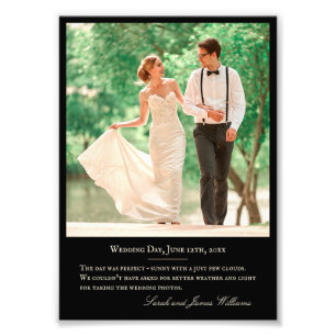 Wedding Photo Custom Quote Monogram Black 5x7