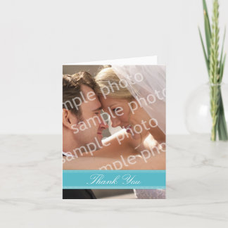 Wedding Photo Custom Thank You Card (turquoise)