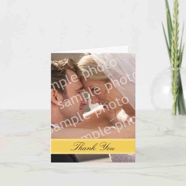 Wedding Photo Custom Thank You Card (yellow) (Front)