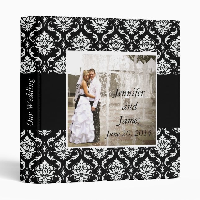 Wedding Photo Damask Keepsake Album 3 Ring Binder (Front/Spine)