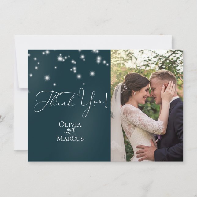Wedding Photo | Elegant Beach Driftwood Arbor Thank You Card (Front)