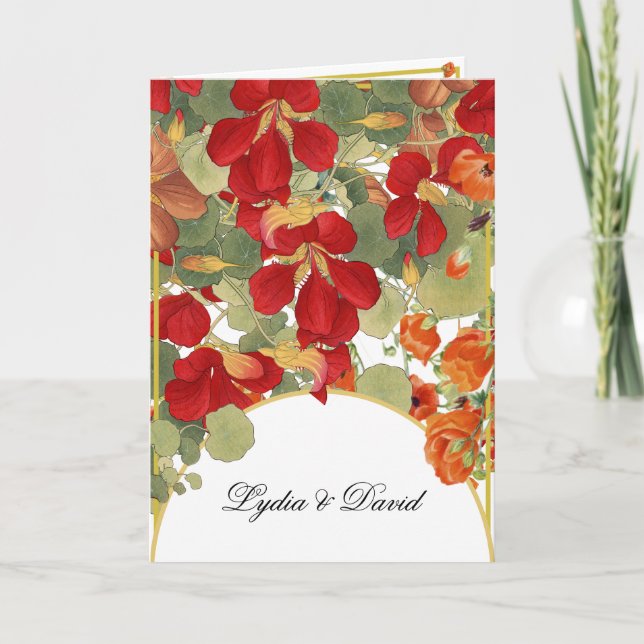 Wedding Photo Elegant Script Floral Autumn  Invitation (Front)