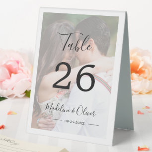 Wedding Photo Elegant Script Modern Table Tent