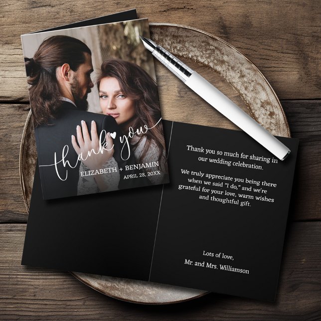 Wedding Photo Folded Thank You  Note Card (Wedding Photo Folded Thank You Note Cards)