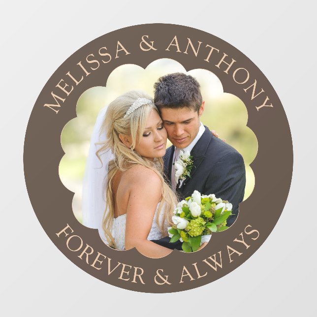 Wedding Photo Forever & Always Modern Brown Wall Decal (Front)