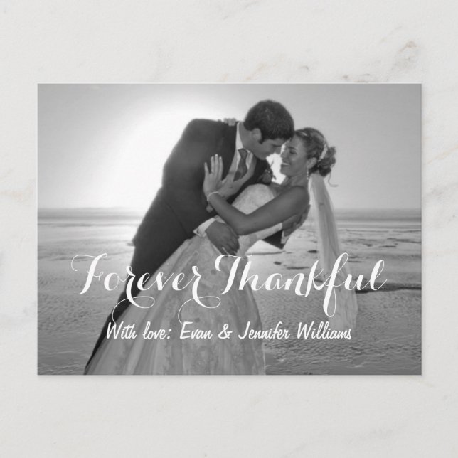 Wedding Photo Forever Thankful Note Cards (Front)