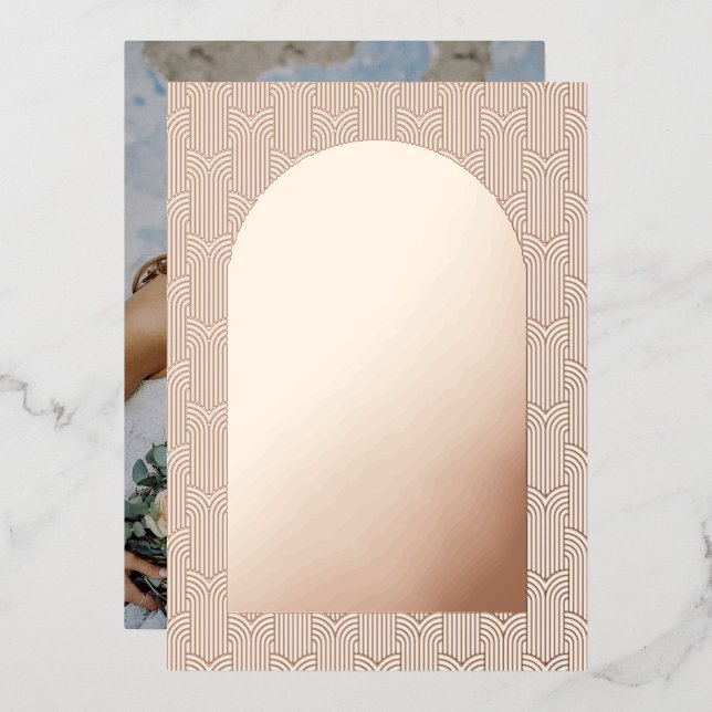Wedding Photo Geometric Foil Invitation (Front/Back)