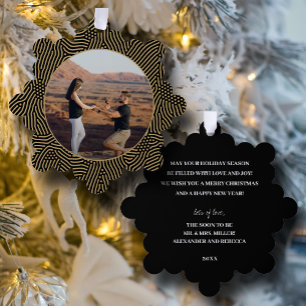 Wedding Photo Gold Black Christmas Paper Ornament Card