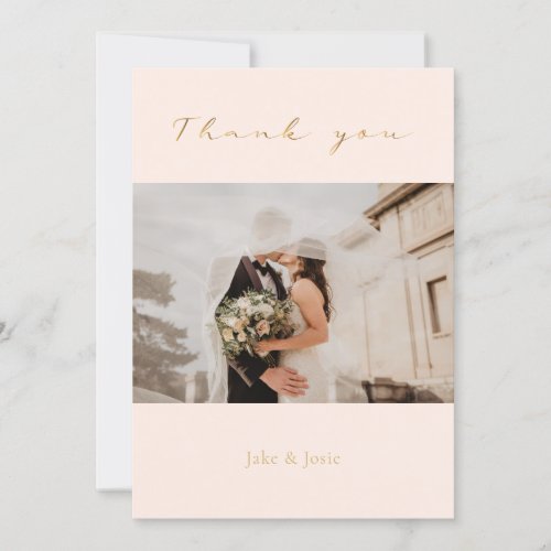 Wedding photo gold effect thank you card