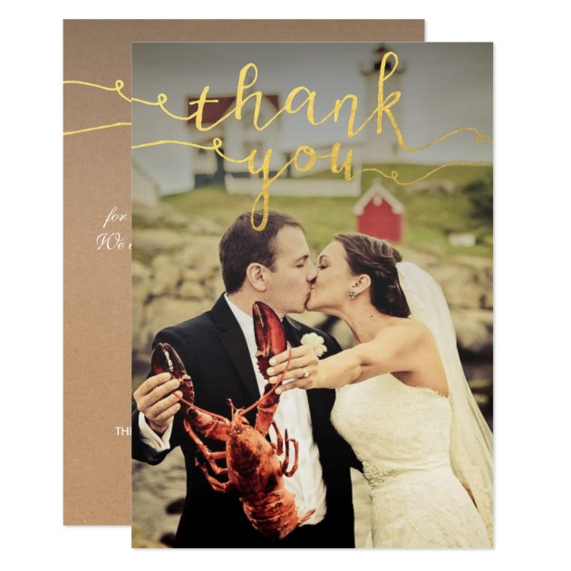 Wedding Photo Gold Foil Thank You Cards