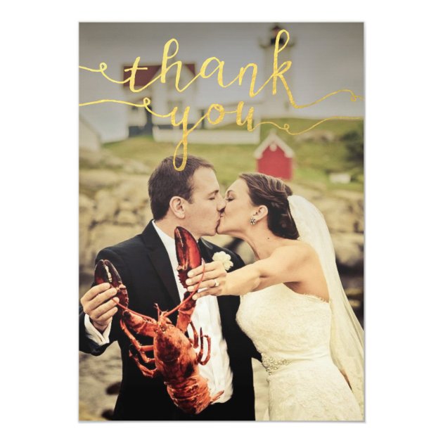 Wedding Photo Gold Foil Thank You Cards