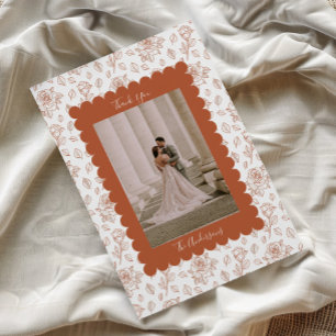 Wedding Photo Guest Appreciation Terracotta Floral Thank You Card