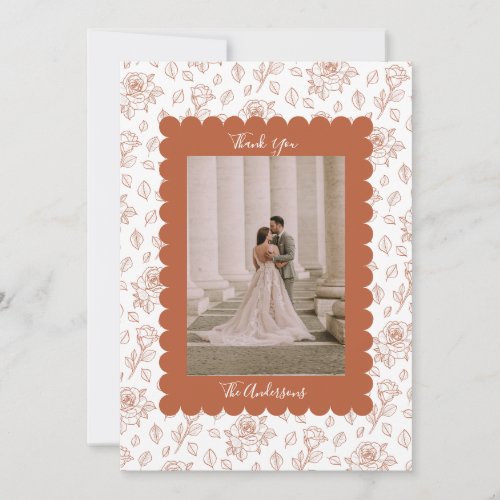 Wedding Photo Guest Appreciation Terracotta Floral Thank You Card