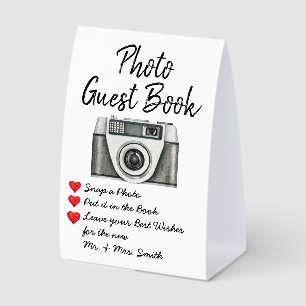 Wedding Photo Guest Book Chic Reception Guestbook Paper Table Tent