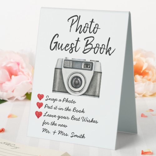 Wedding Photo Guest Book Guestbook Table Tent Sign