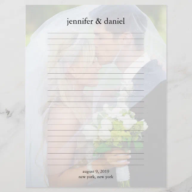 Wedding Photo Guest Book Lined Pages Zazzle