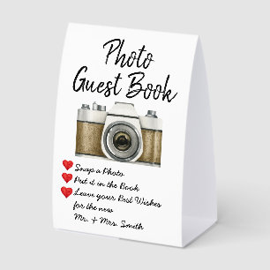 Wedding Photo Guest Book Reception Chic Guestbook Paper Table Tent