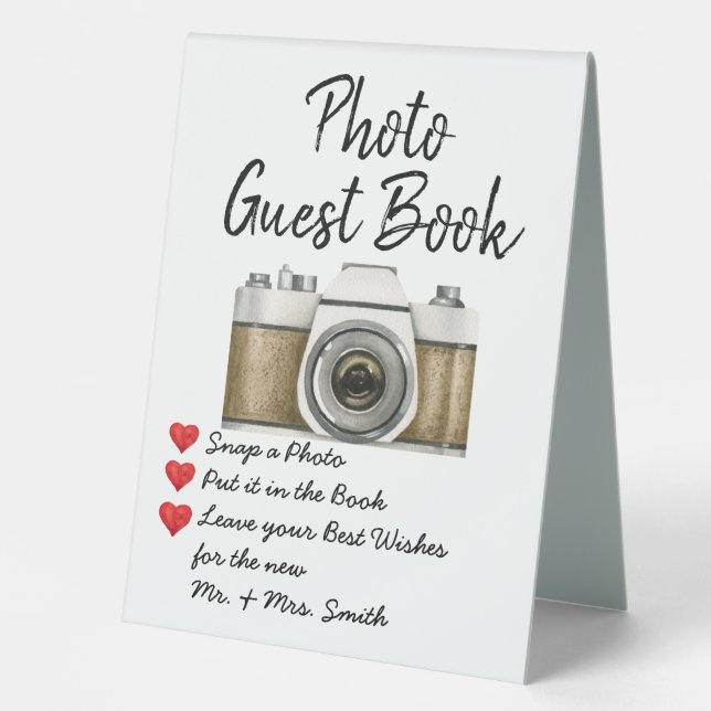 Wedding Photo Guest Book Reception Photo Guestbook Table Tent (Front)