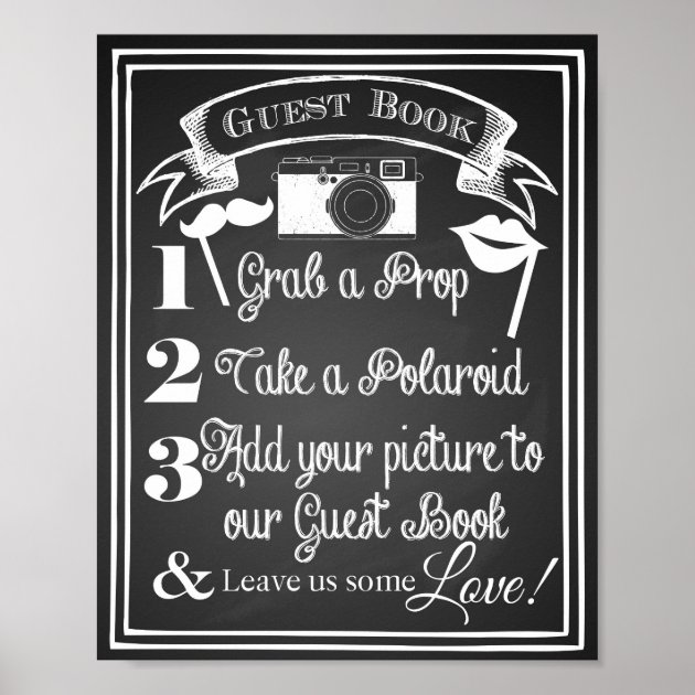 Wedding Photo Guest Book Sign Chalkboard Poster