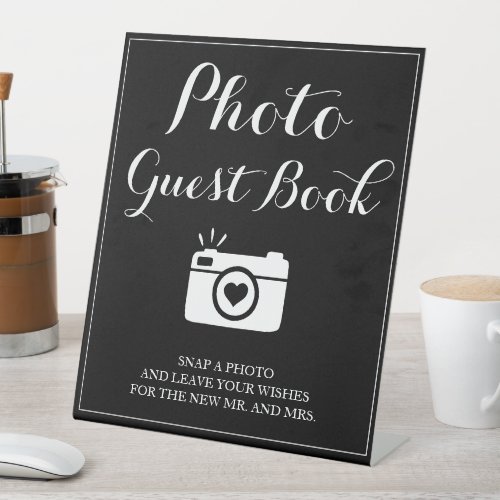 Wedding Photo Guest Book Table Pedestal Sign