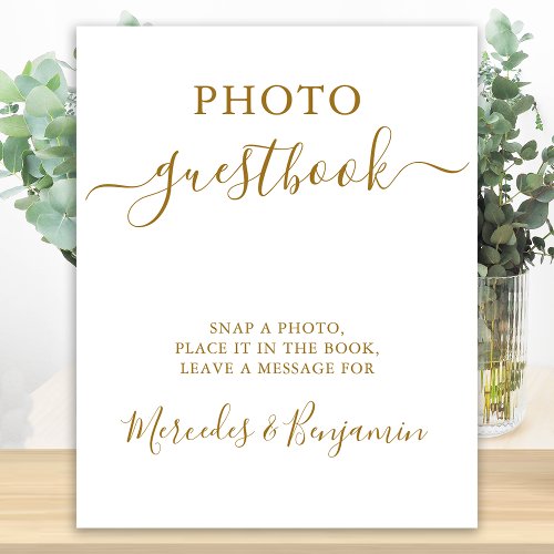 Wedding Photo Guest Elegant Gold Calligraphy Sign