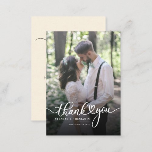 Wedding Photo Hand_Lettered Budget Thank You Note Card