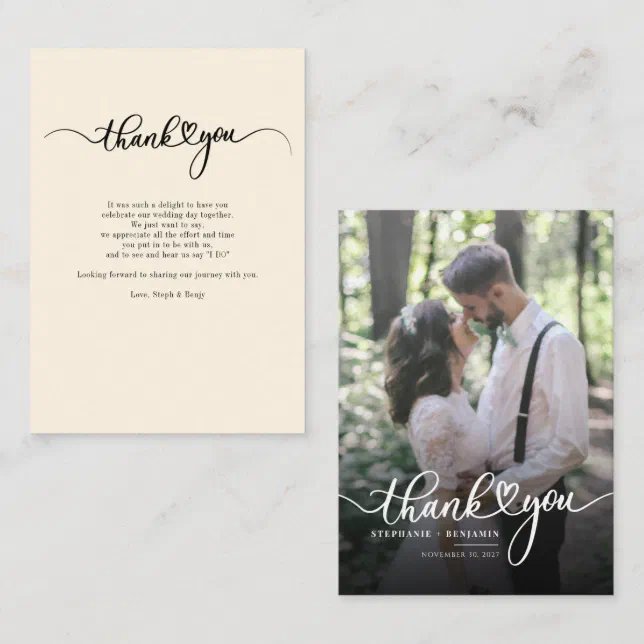 Wedding Photo Hand-Lettered Budget Thank You Note Card | Zazzle