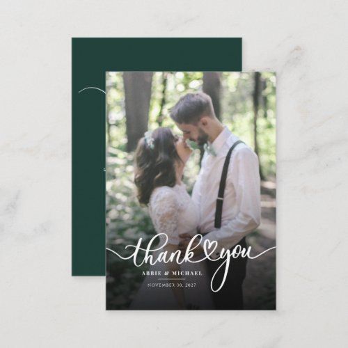 Wedding Photo Hand_Lettered Love Heart Thank You Note Card