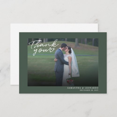 Wedding Photo Hand_Lettered Modern Thank You Card