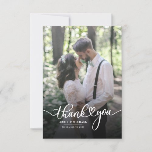Wedding Photo Hand_Lettered Modern Thank You Card