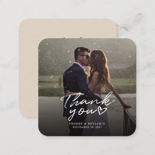 Wedding Photo Hand_Lettered Modern Thank You Note Card