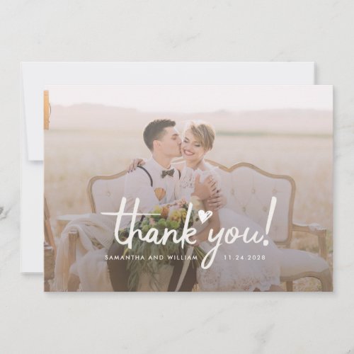 Wedding Photo Hand_Lettered Newlyweds Thank You