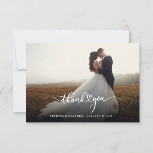 Wedding Photo Hand_Lettered Newlyweds Thank You Card