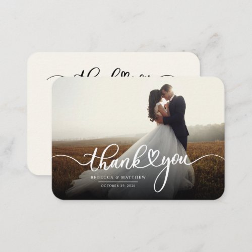 Wedding Photo Hand_Lettered Script Thank You Note Card