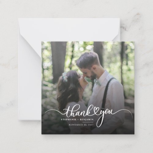Wedding Photo Hand_Lettered Thank You Note Card