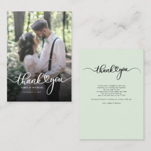 Wedding Photo Hand-Lettered Thank You Note Card