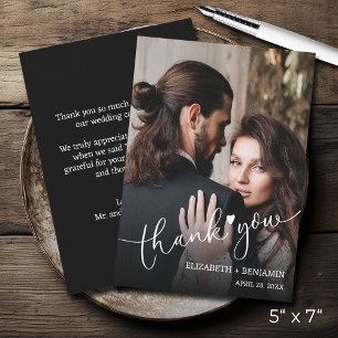 Wedding Photo Hand-Lettered Thank You Note Card